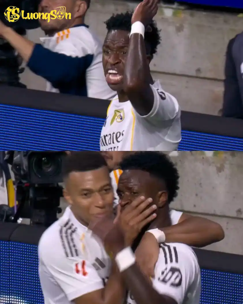 Khoảnh khắc khéo léo xử lý của Mbappe với Vinicius - Ảnh: @losblancos Khoảnh khắc khéo léo xử lý của Mbappe với Vinicius